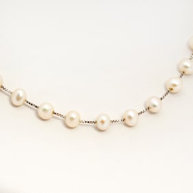 Effy 14K White Gold Pearl Station Necklace