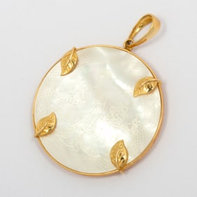 A 14K Gold and Mother of Pearl Pendant