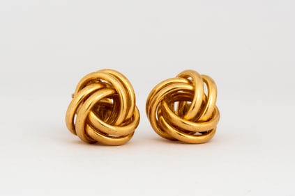 Vintage 14K Gold Knot Stud Earrings
