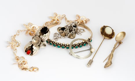 Seven Pieces of Silver and Sterling Jewelry