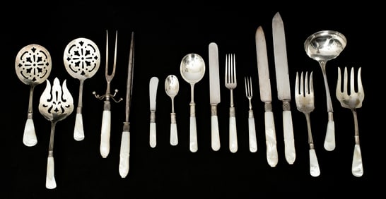 An Assembled Set of Mother of Pearl Flatware for Twelve