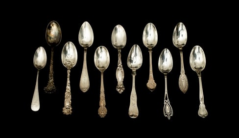 An Assembled Group of Antique Sterling Silver Spoons