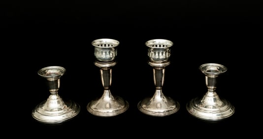 Two Pairs of Sterling Candlesticks