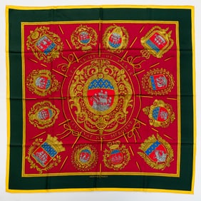 Hermes "Les Armes de Paris" by Hugo Grygkar Silk Scarf in Box