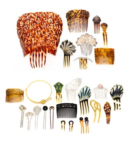 A Collection of Antique and Vintage Hair Combs and Accessories