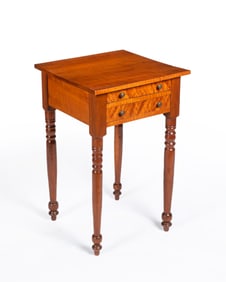 A Sheraton Figured Maple Two Drawer Stand