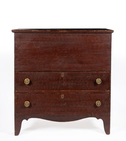 A New England Hepplewhite Grain Painted Two Drawer Blanket Chest