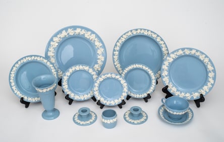 Wedgwood of Etruria & Barlaston Embossed Queen's Ware 64 Piece China Set