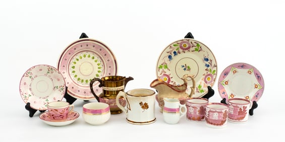 A Group of Pink and Copper Lustreware