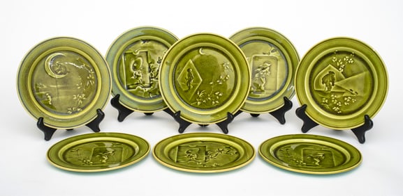 Eight H. Boulenger, Choisy Le Roi Japonism Faience Plates