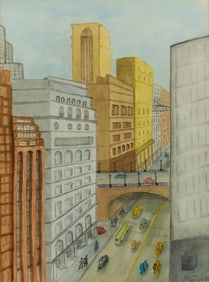 A Vintage 42nd St NYC Watercolor, 1982