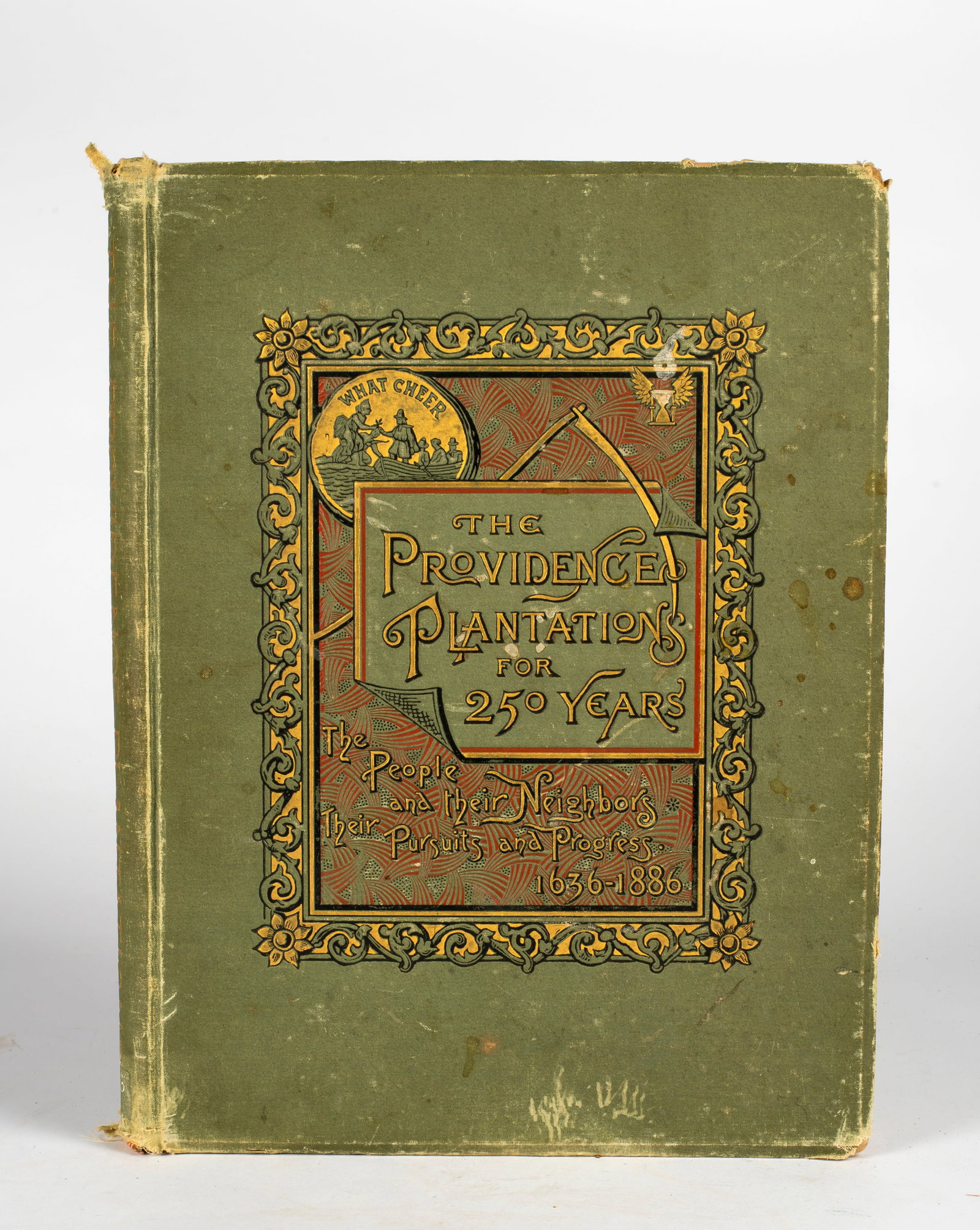 The Providence Plantations for 250 years, 1886: By Welcome Arnold Greene, published by Published by J.A. & R.A. Reid, Providence, 1886. First edition, folio, gilt decorated hardcover, gilt fore edges, ex Library copy. 