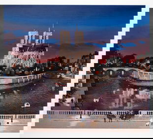 Michel Delacroix (b.1933) Le Chevet de Notre Dame la Nuit, Signed Book and Ephemera