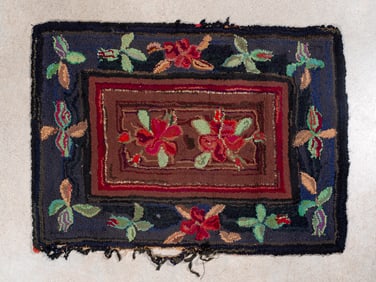 An Antique New England Floral Hooked Rug