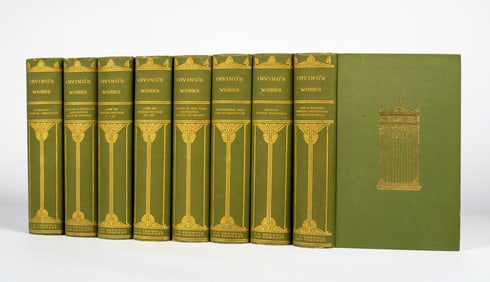 [Decorative Bindings] The Works of Washington Irving, 8 vols, 1900