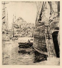 Fritz Ruppert (1878-1937) Ships in Harbor, Bosporus, Constantinople, 1926