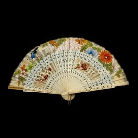 A Painted Chinese Fan, Framed
