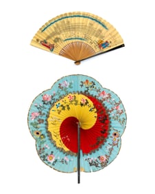 An 1876 Philadelphia Centennial Exposition Souvenir Mai Ogi Japanese Fan and Parasol Fan