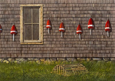 David Merril (b.1935), New England Lobster Shack, Gouache on Board