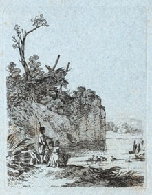 Anton Herzinger (1763-1832) German Etching with Original Duck Doodle c.1800