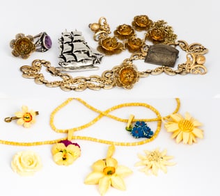 A Group of Vintage Silver and Bone Jewelry