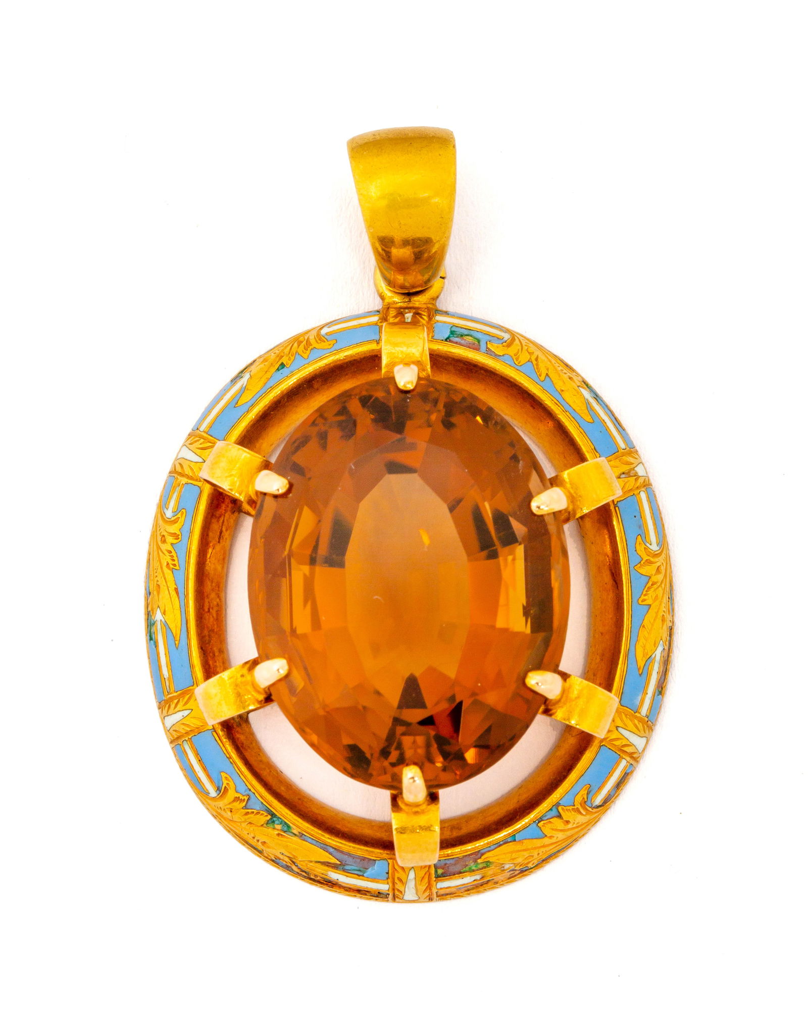 An Antique Scottish Gold, Massive Citrine and Enamel Pendant (1 of 11)