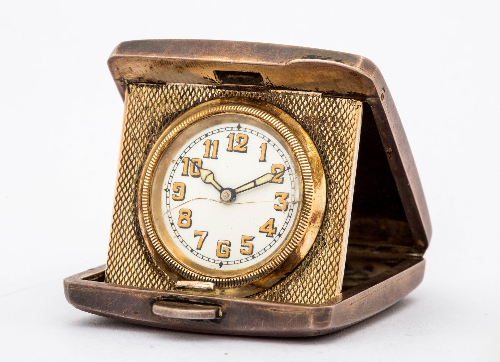 An Antique Sterling Silver Guilloche Travel Clock (1 of 13)