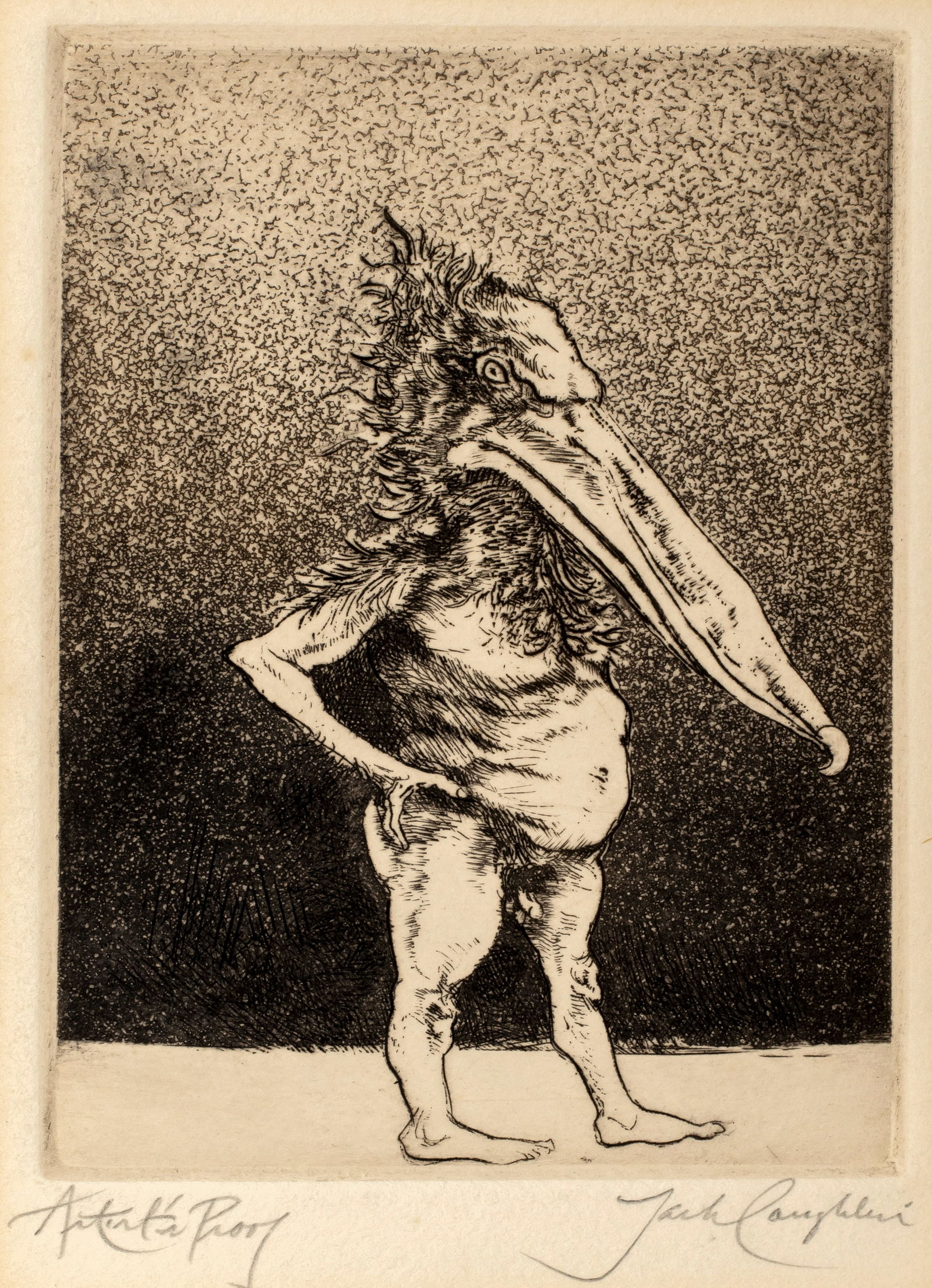 Jack Coughlin (1932-2025) Etching from Grotesques, Signed Artist's Proof, 1970 (1 of 3)