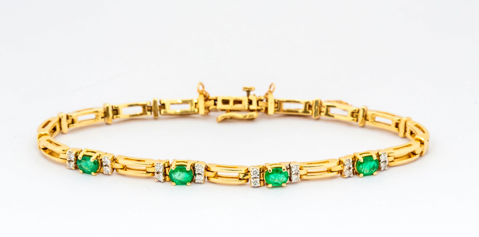 A Vintage 14K Gold, Emerald and Diamond Bracelet (1 of 13)