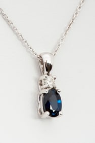 A 14K Gold, Sapphire and Diamond Necklace