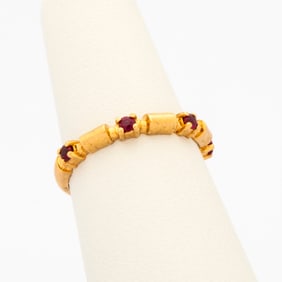A Vintage 14K Gold and Pink Spinel Stacking Band