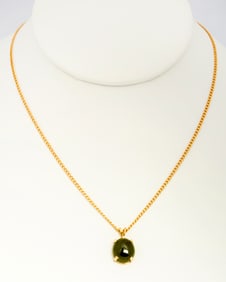 A Vintage 14K Gold Jade Necklace