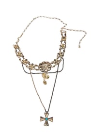 A Vintage Assembled Silver Necklace with Cross