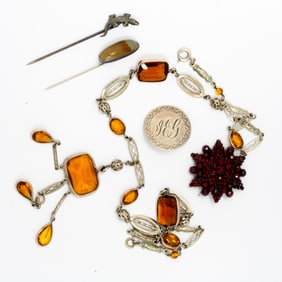 A Group of Antique Silver and Silver Tone Jewelry