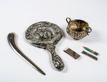 A Group of Sterling Silver Personal Items