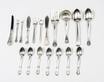 A Group of Sterling Silver Serving Ware and Spoons
