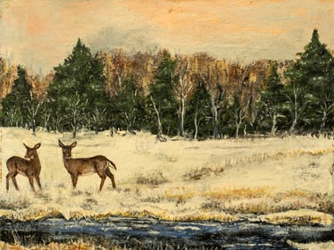 Jerome Varnum (1955-2024) Deer in the Snow