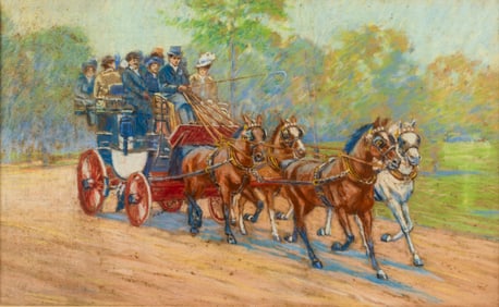 A.M.R. Douglas-Hamilton, New York Coaching Pastel, c.1900