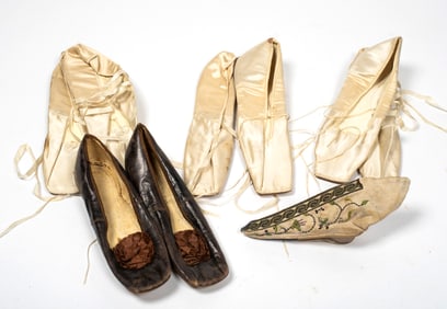 A Group of Antique Shoes and Ballet Slippers