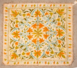 An Antique Floral Crewel Work Tapestry