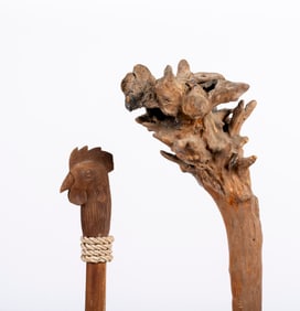 Two Folk Art Walking Sticks