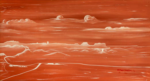 Milland Lomekema (1941-2021), Hopi Pueblo Landscape, 1971