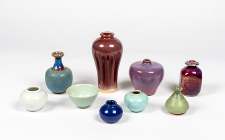 Nine Piece of Contemporary Pottery, Asian and American