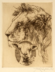 Jack Coughlin (1932-2025) Lion and Lamb, Etching, 1971