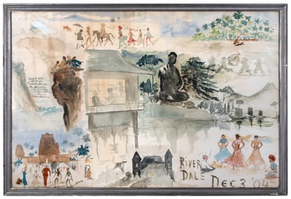 1904 Harvard College World Tour Presentation Watercolor for William G. Nickerson