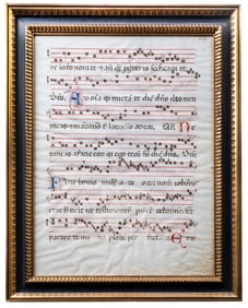 Illuminated Manuscript, Latin Musical Score c.1500's