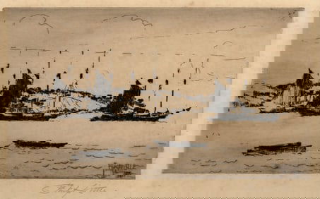 Philip Little (1857-1942) Schooners at Anchor, 1915