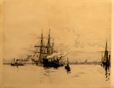 Harold Wyllie (1880-1973) Ships in Harbor