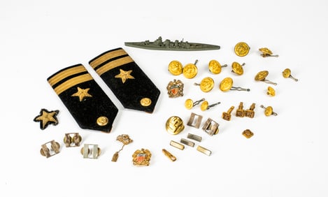 World War 2 US Navy Officer's Shoulder Boards, Buttons, Pins, Cufflinks