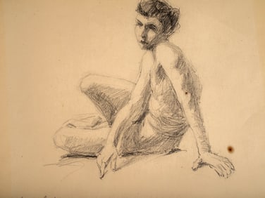 Reynolds Beal (1866-1951) Paris Sketchbook Figure Study, 1895